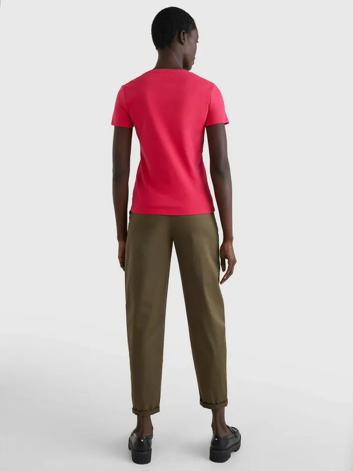 Tommy Hilfiger VNeck Slim Fit TShirt Pink Splendor Womens TShirts On Sale