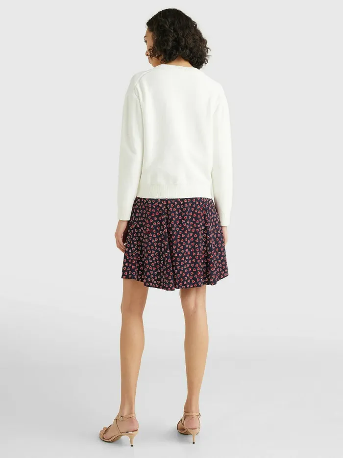 Tommy Hilfiger Valentines Heart Organic Cotton Jumper Ecru Womens Knitwear Sale