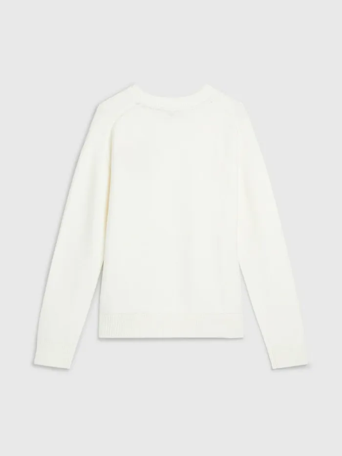 Tommy Hilfiger Valentines Heart Organic Cotton Jumper Ecru Womens Knitwear Sale
