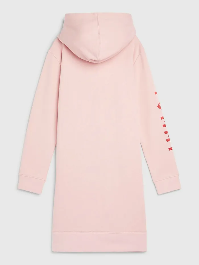 Tommy Hilfiger Valentines Heart Print Hoody Dress Glacier Pink Womens Dresses and Jumpsuits Online