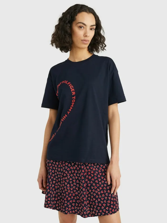 Tommy Hilfiger Valentines Heart Print Relaxed Fit TShirt Desert Sky Womens TShirts Popular Tommy Hilfiger Valentines Heart Print Relaxed Fit TShirt Desert Sky Womens TShirts Popular