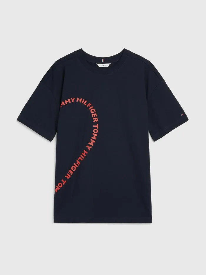 Tommy Hilfiger Valentines Heart Print Relaxed Fit TShirt Desert Sky Womens TShirts Popular