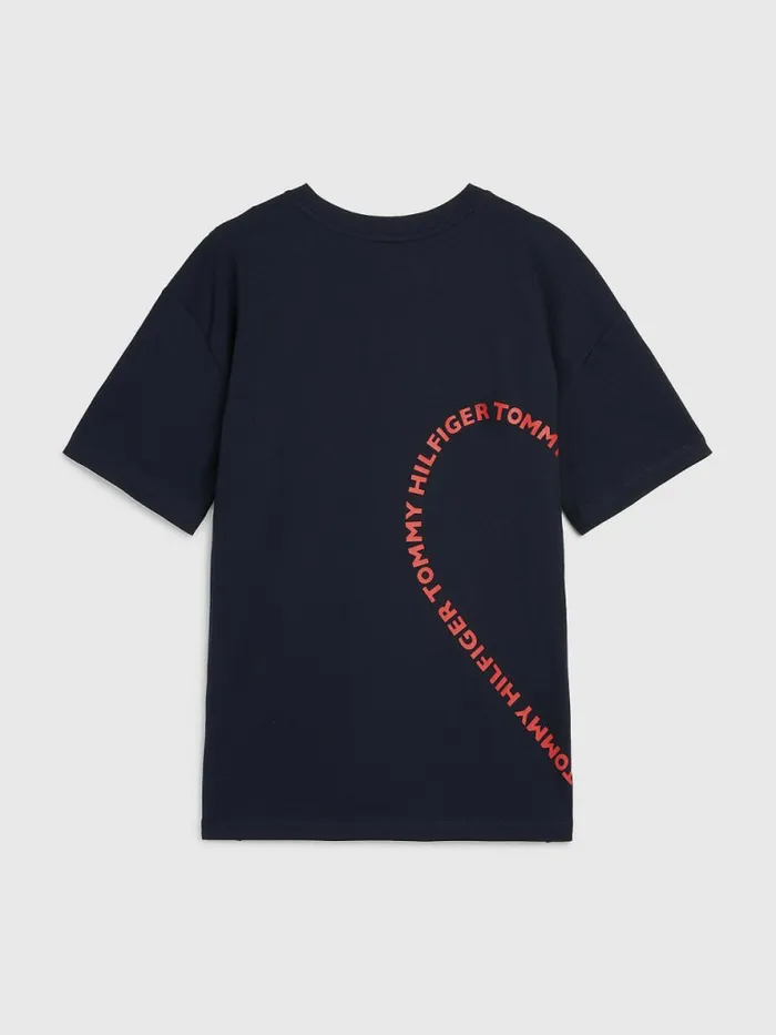 Tommy Hilfiger Valentines Heart Print Relaxed Fit TShirt Desert Sky Womens TShirts Popular