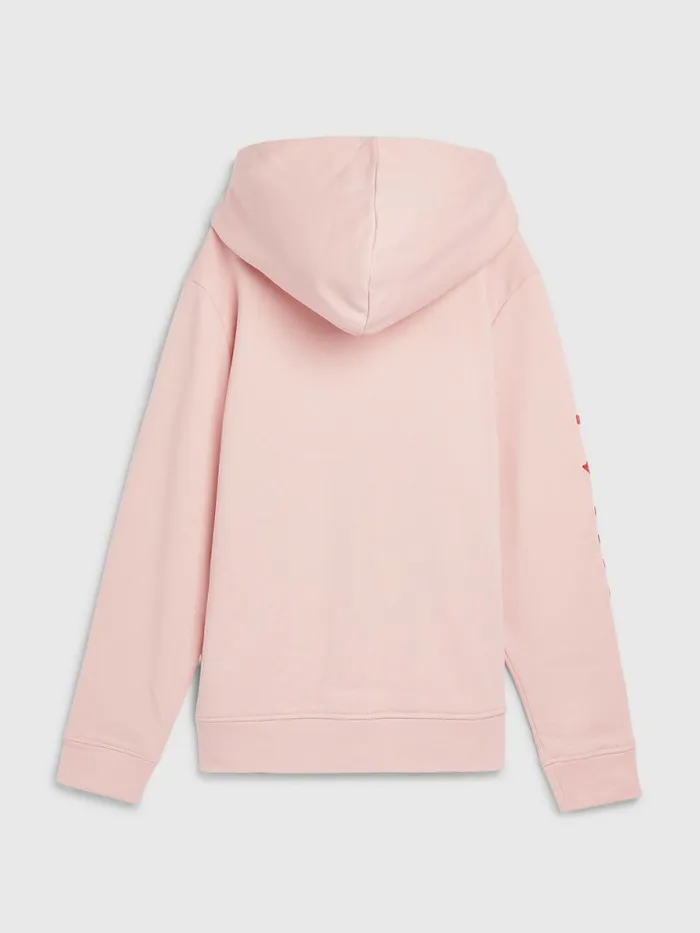 Tommy Hilfiger Valentines Heart Print Terry Hoody Glacier Pink Womens Sweatshirts and Hoodies Cheap On Sale