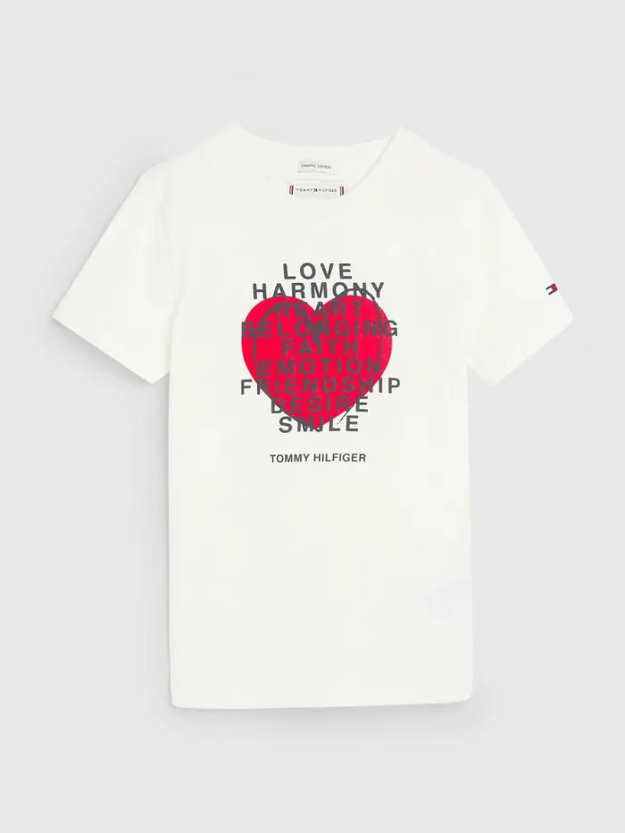 Tommy Hilfiger Valentines Heart Text Print TShirt Ecru Boys TShirts and Polos Gift Ideas Tommy Hilfiger Valentines Heart Text Print TShirt Ecru Boys TShirts and Polos Gift Ideas