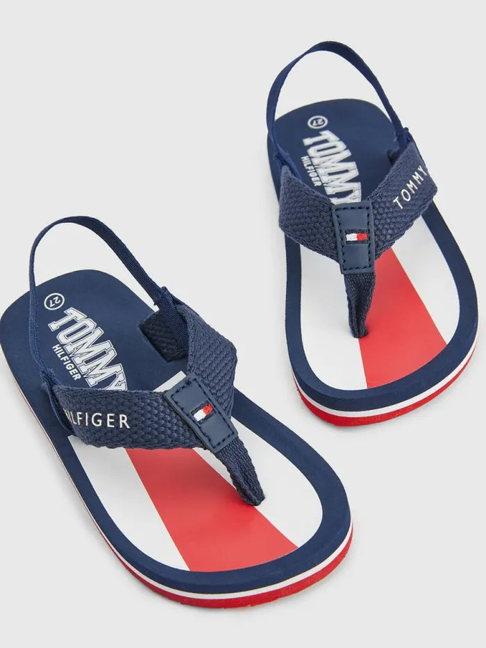 Tommy Hilfiger Varsity Print FlipFlops Blue Boys Shoes and Accessories Gift for Friend