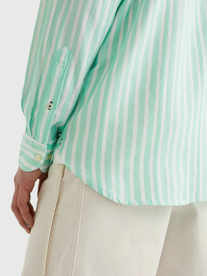 Tommy Hilfiger Vertical Stripe Regular Fit Shirt Imperial JadeOptic White Mens Shirts Gift 4 You