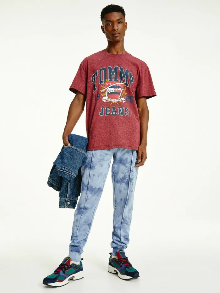 Tommy Hilfiger Vintage Logo Washed TShirt Bing Cherry Mens TShirts Near Me