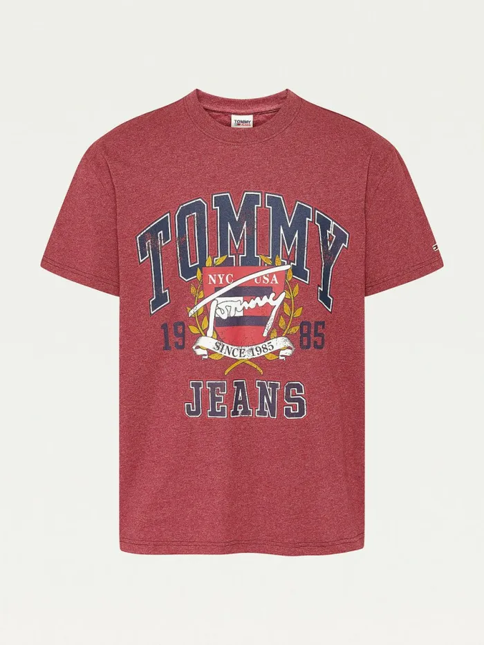 Tommy Hilfiger Vintage Logo Washed TShirt Bing Cherry Mens TShirts Near Me