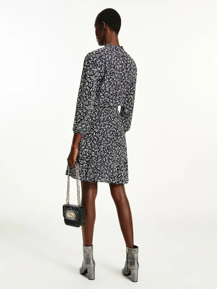 Tommy Hilfiger Viscose Floral Fit And Flare Dress Heritage FloralDesert Sky Womens Dresses and Jumpsuits Fashion