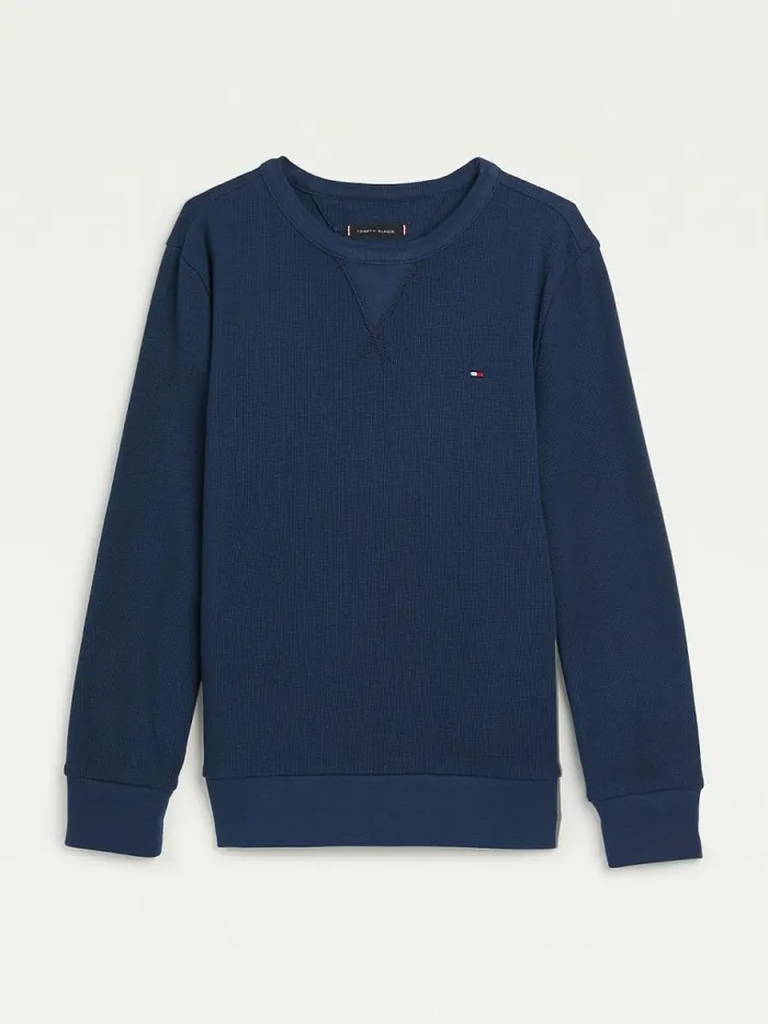 Tommy Hilfiger Waffle Long Sleeve TShirt Twilight Navy Boys TShirts and Polos Gift 4 You Tommy Hilfiger Waffle Long Sleeve TShirt Twilight Navy Boys TShirts and Polos Gift 4 You