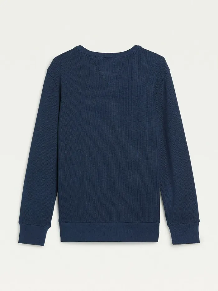 Tommy Hilfiger Waffle Long Sleeve TShirt Twilight Navy Boys TShirts and Polos Gift 4 You