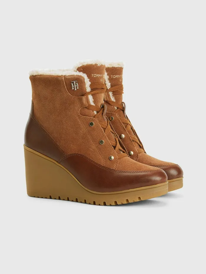 Tommy Hilfiger Warm Lined Wedge Ankle Boots Natural Cognac Womens Boots On Sale Tommy Hilfiger Warm Lined Wedge Ankle Boots Natural Cognac Womens Boots On Sale