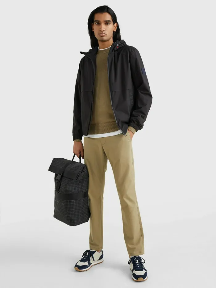 Tommy Hilfiger Water Repellent Hooded Jacket Black Mens Coats and Jackets Fashion