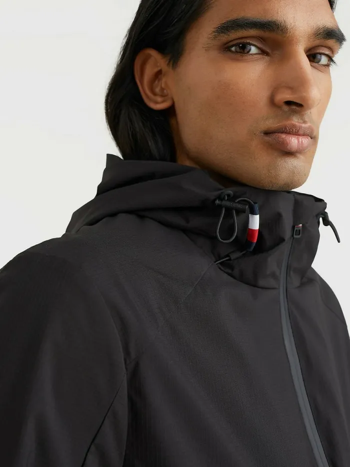 Tommy Hilfiger Water Repellent Hooded Jacket Black Mens Coats and Jackets Fashion