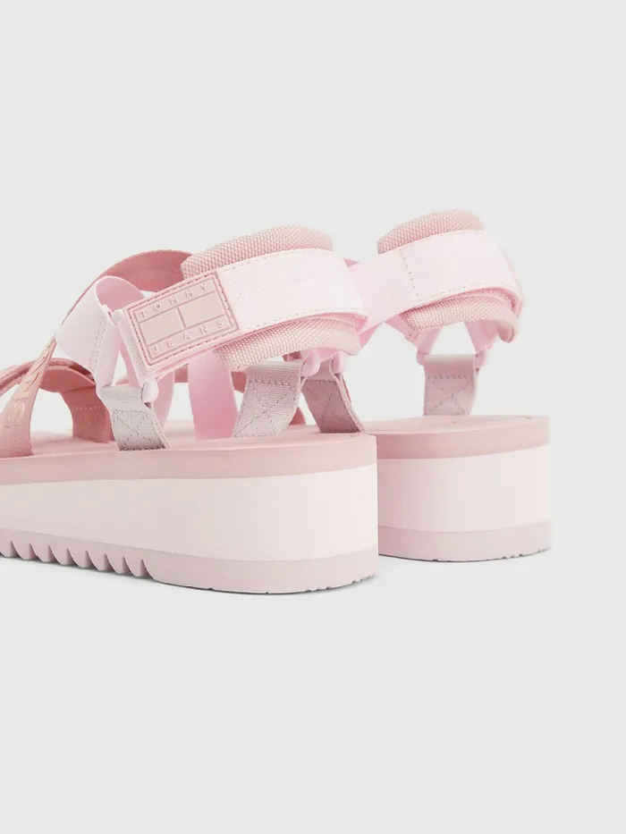 Tommy Hilfiger Webbing Flatform Sandals Triple Rose Womens Sandals Online