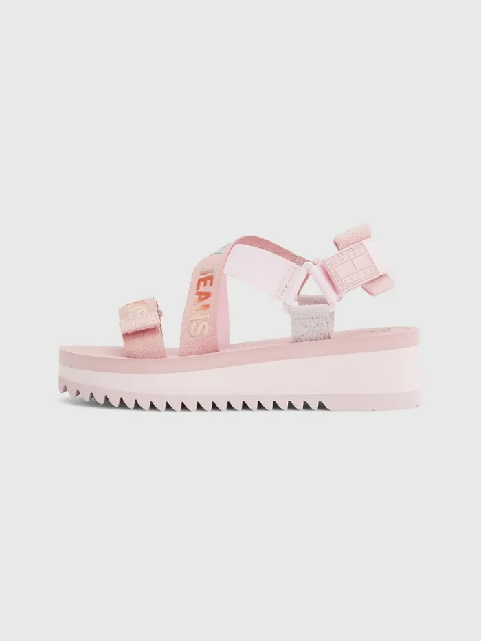 Tommy Hilfiger Webbing Flatform Sandals Triple Rose Womens Sandals Online