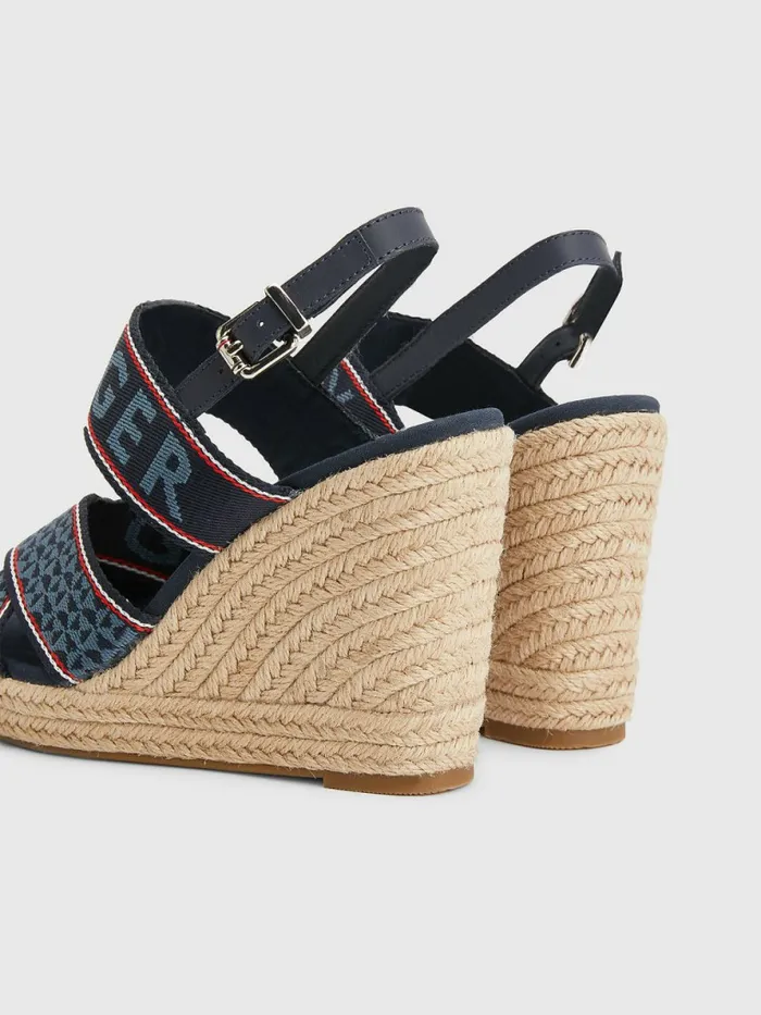 Tommy Hilfiger Webbing High Wedge Sandals Desert Sky Womens Trainers Gift Ideas