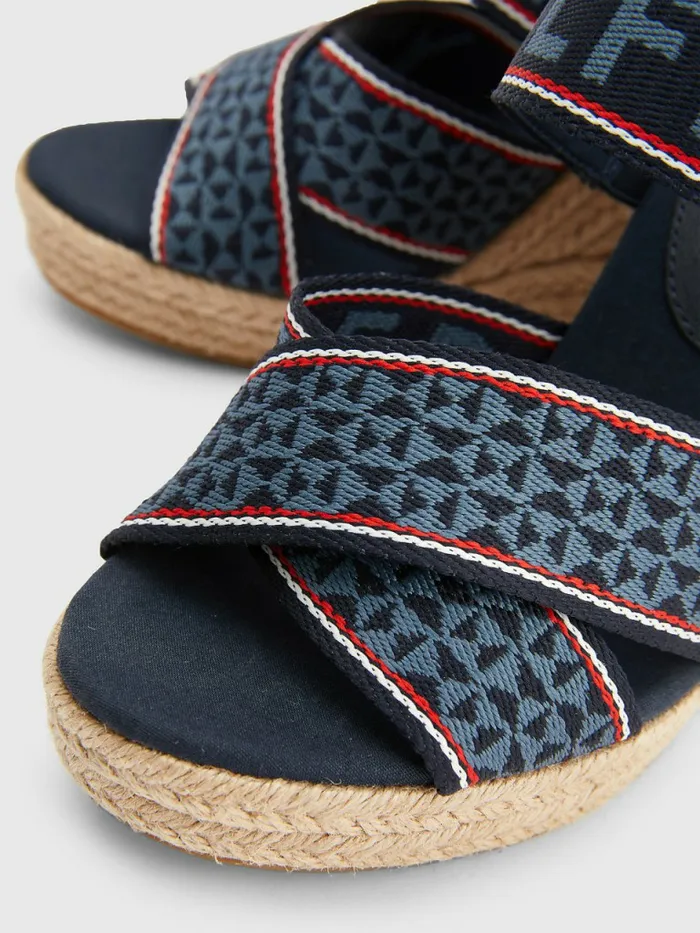 Tommy Hilfiger Webbing High Wedge Sandals Desert Sky Womens Trainers Gift Ideas