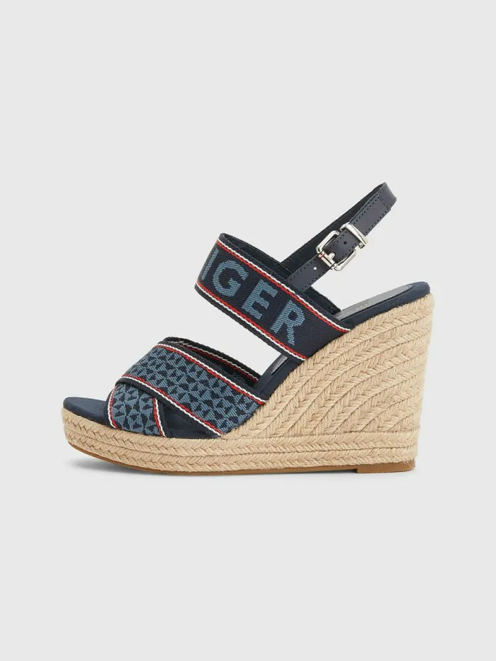 Tommy Hilfiger Webbing High Wedge Sandals Desert Sky Womens Trainers Gift Ideas