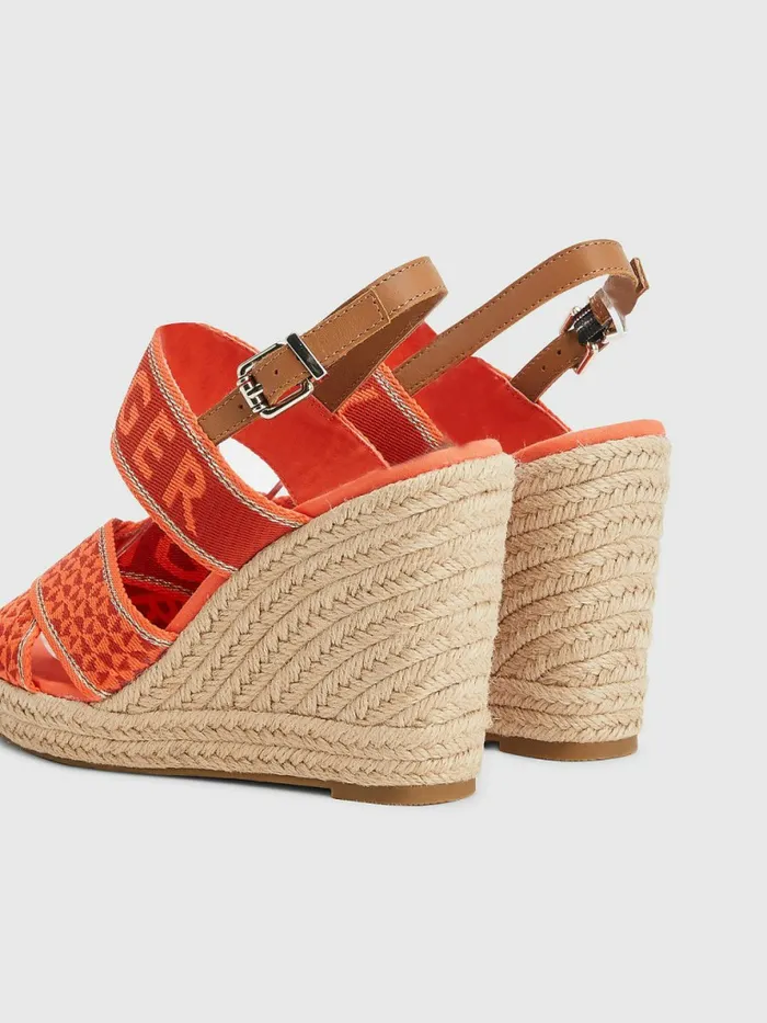 Tommy Hilfiger Webbing High Wedge Sandals Hawaiian Coral Womens Boots Gift 4 You