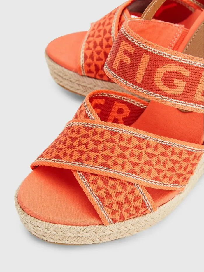 Tommy Hilfiger Webbing High Wedge Sandals Hawaiian Coral Womens Boots Gift 4 You