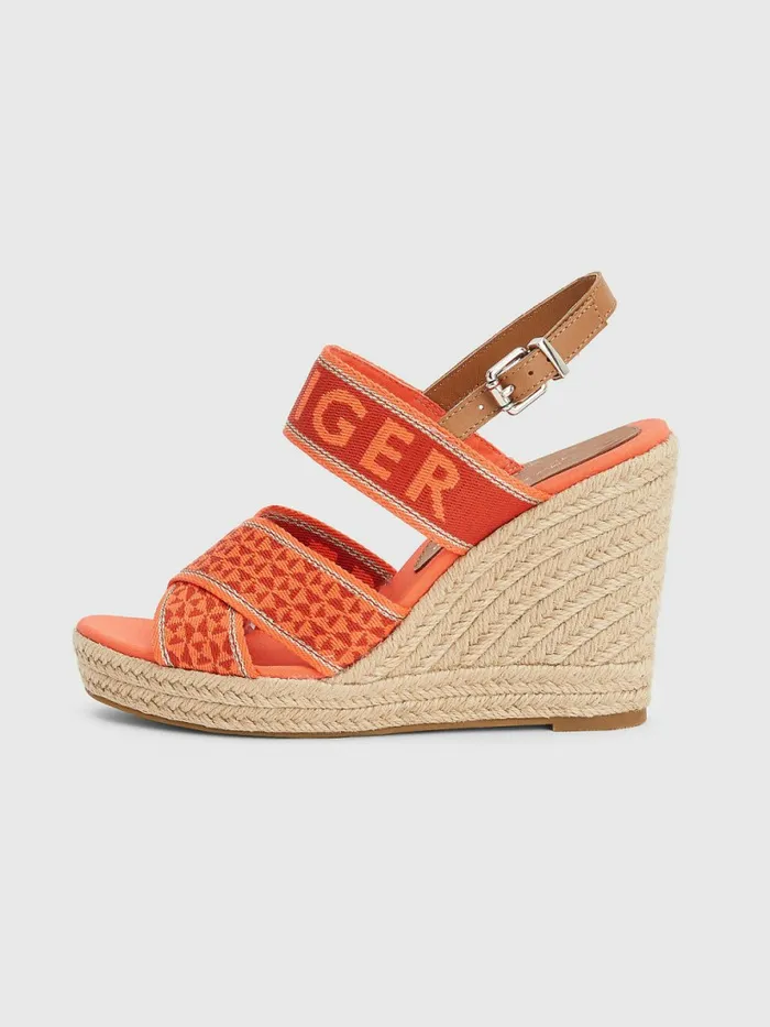 Tommy Hilfiger Webbing High Wedge Sandals Hawaiian Coral Womens Boots Gift 4 You