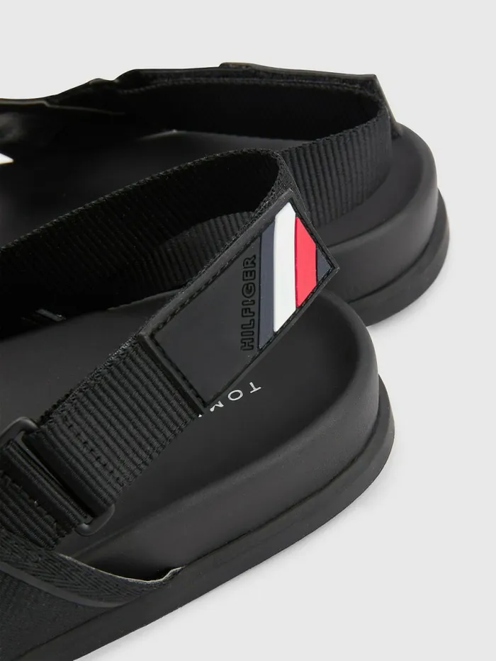 Tommy Hilfiger Webbing Strap Sandals Black Mens Sandals Sliders and Flip Flops Cheap On Sale