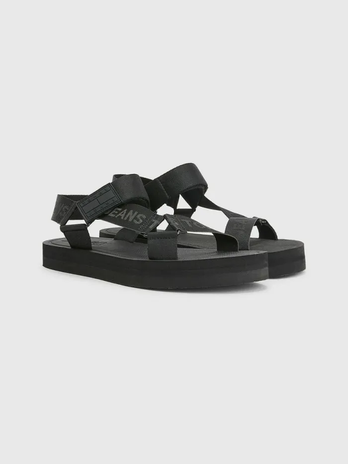 Tommy Hilfiger Webbing Strap Sandals Black Mens Sandals Sliders and Flip Flops For Sale Tommy Hilfiger Webbing Strap Sandals Black Mens Sandals Sliders and Flip Flops For Sale
