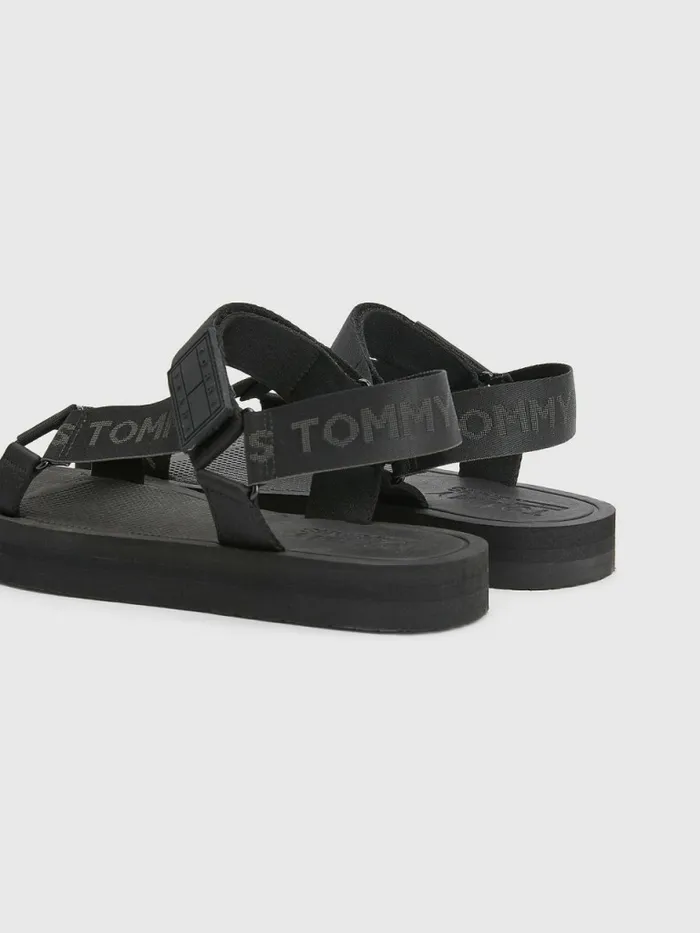 Tommy Hilfiger Webbing Strap Sandals Black Mens Sandals Sliders and Flip Flops For Sale
