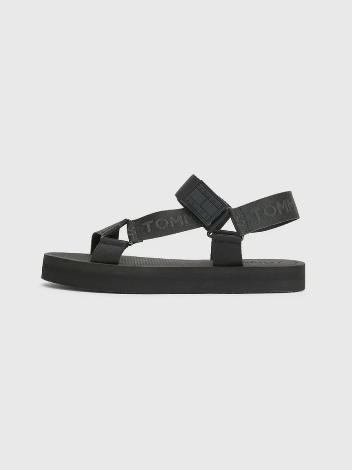 Tommy Hilfiger Webbing Strap Sandals Black Mens Sandals Sliders and Flip Flops For Sale