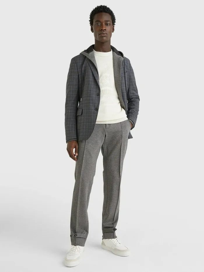 Tommy Hilfiger Wool Check Constructed Blazer Grey Mens Blazers