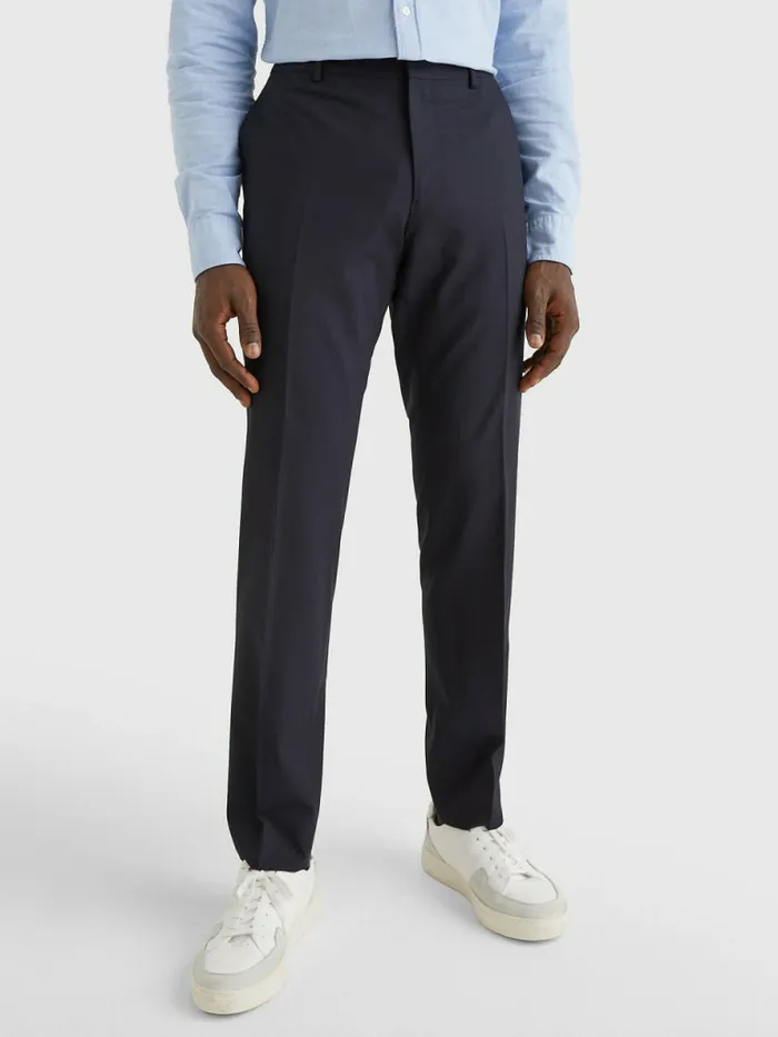 Tommy Hilfiger Wool Slim Fit Trousers Blue Mens Trousers