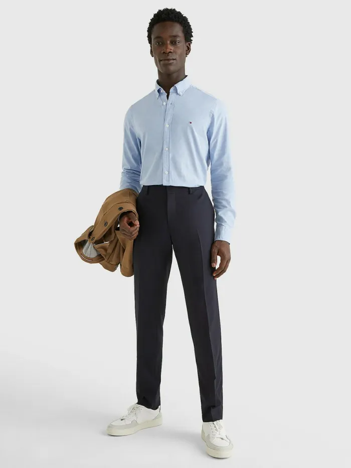 Tommy Hilfiger Wool Slim Fit Trousers Blue Mens Trousers