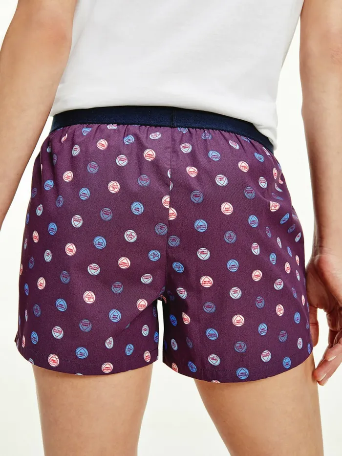 Tommy Hilfiger Woven Print Shorts Candy Hearts Womens Lounge and Nightwear Gift for Friend
