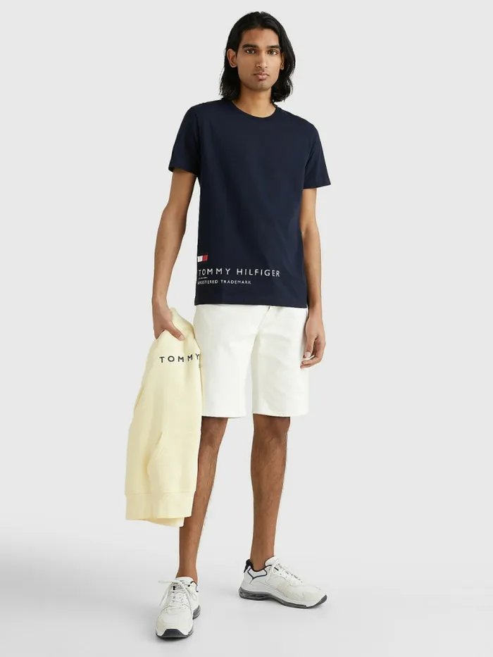 Tommy Hilfiger Wraparound Logo TShirt Desert Sky Mens TShirts Casaul