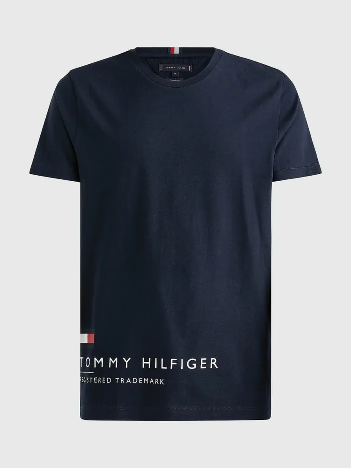 Tommy Hilfiger Wraparound Logo TShirt Desert Sky Mens TShirts Casaul
