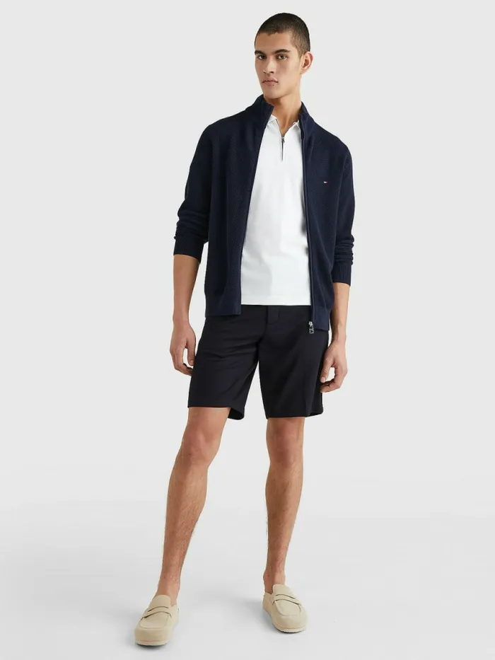 Tommy Hilfiger ZipThru High Neck Cardigan Desert Sky Mens Knitwear For Sale