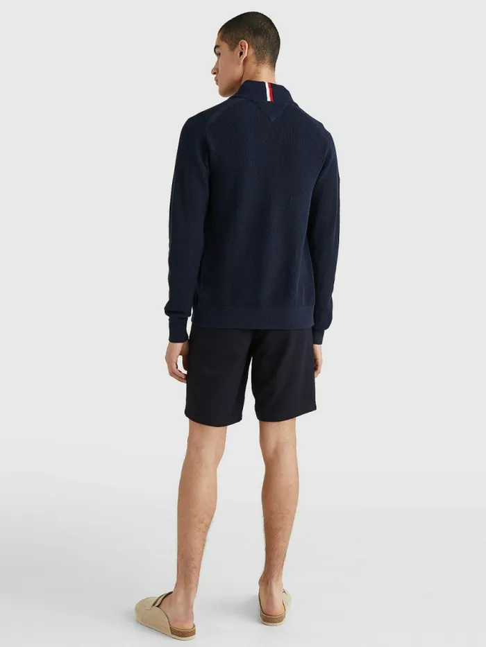 Tommy Hilfiger ZipThru High Neck Cardigan Desert Sky Mens Knitwear For Sale
