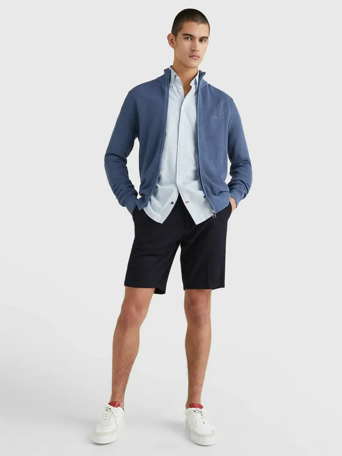 Tommy Hilfiger ZipThru High Neck Cardigan Faded Indigo Mens Knitwear Gift Ideas
