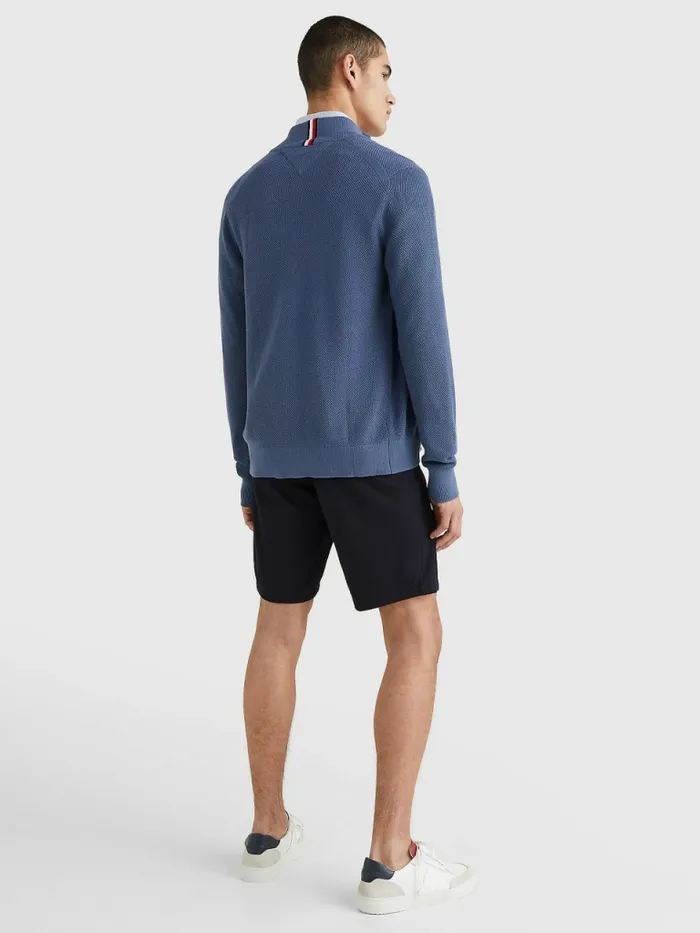 Tommy Hilfiger ZipThru High Neck Cardigan Faded Indigo Mens Knitwear Gift Ideas