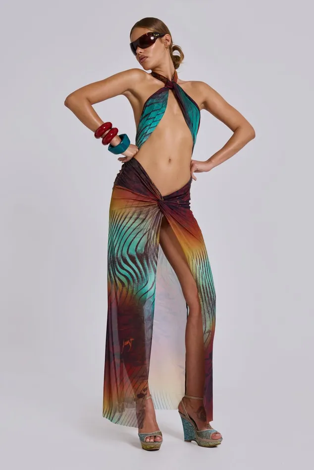 Tops Women Jaded London Akila Knotted Halter Maxi Dress