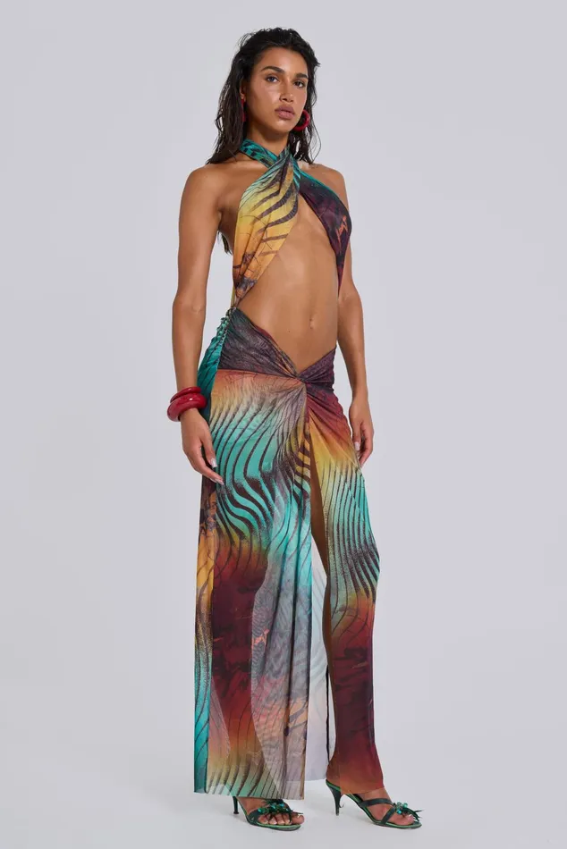 Tops Women Jaded London Akila Knotted Halter Maxi Dress