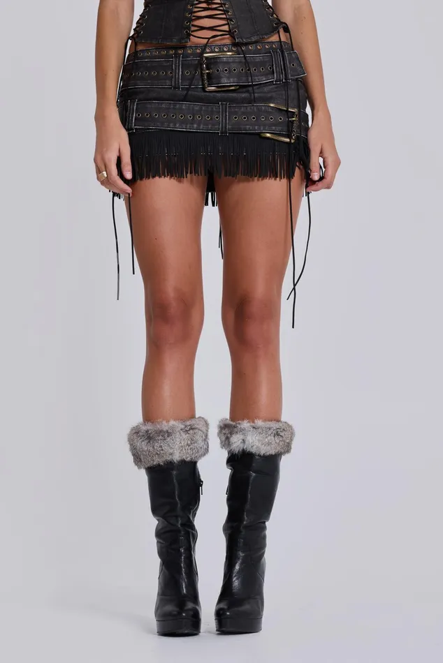 Tops Women Jaded London Odile Faux Leather and Suede Mini Skirt