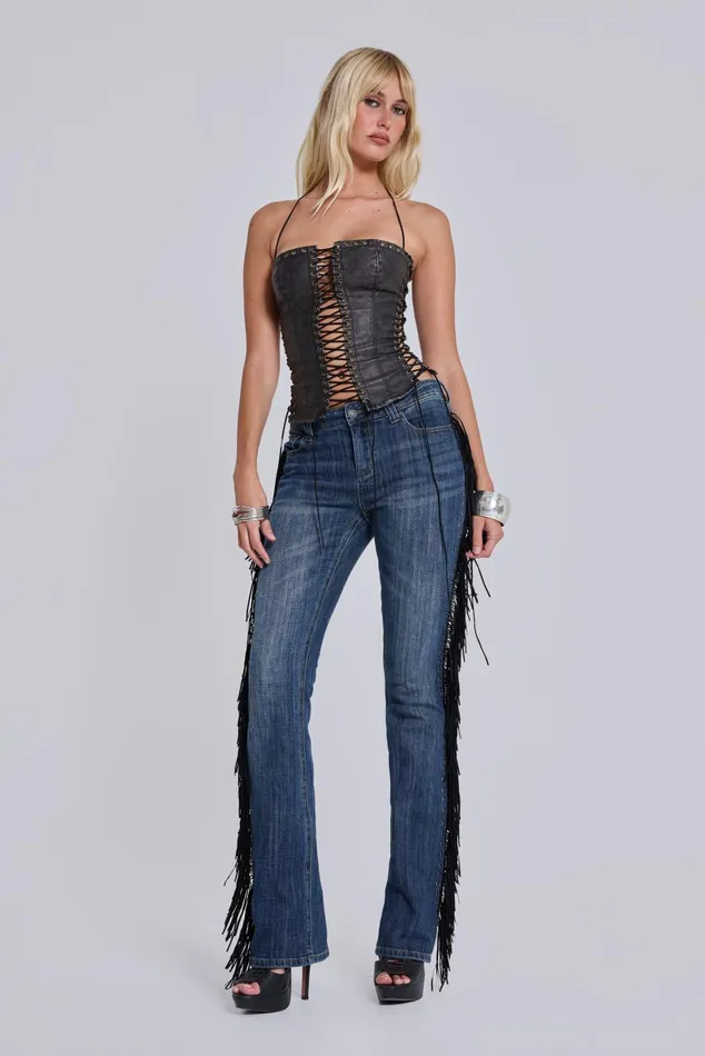 Tops Women Jaded London Odile Faux Leather Lace Up Corset