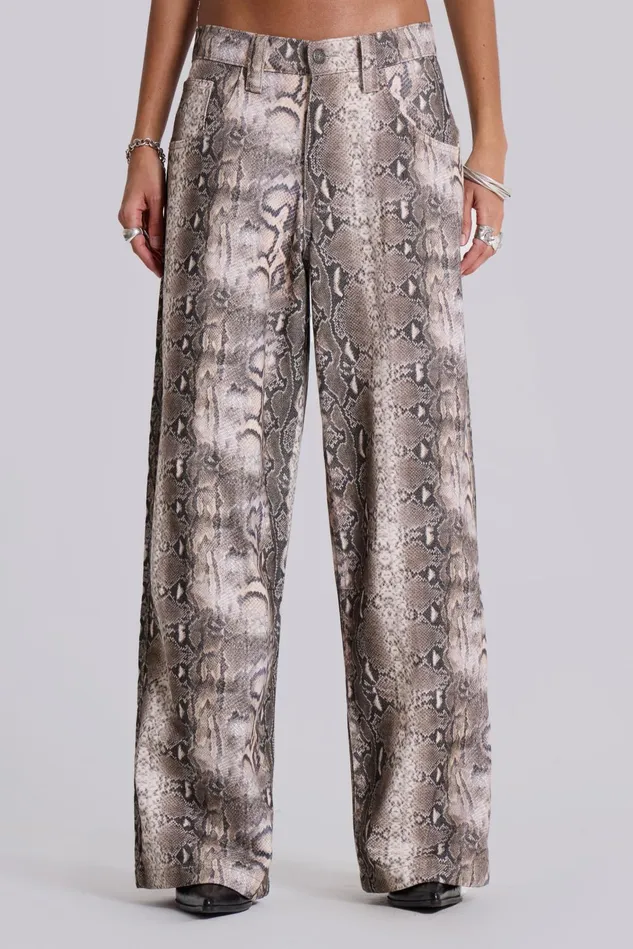 Tops Women Jaded London Shop Boa Snake Print Colossus Jeans