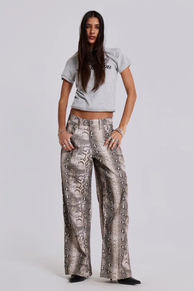 Tops Women Jaded London Shop Boa Snake Print Colossus Jeans