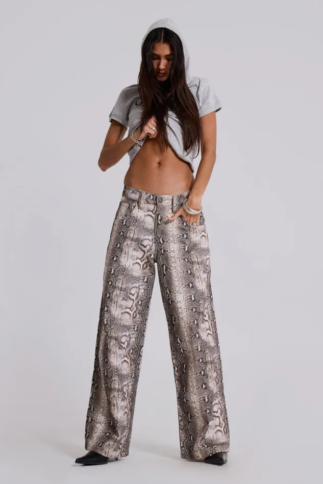 Tops Women Jaded London Shop Boa Snake Print Colossus Jeans