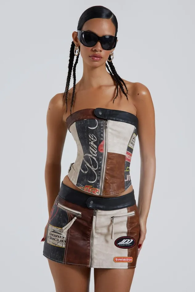 Tops Women Jaded London Shop Daytona Vegan Leather Corset Top