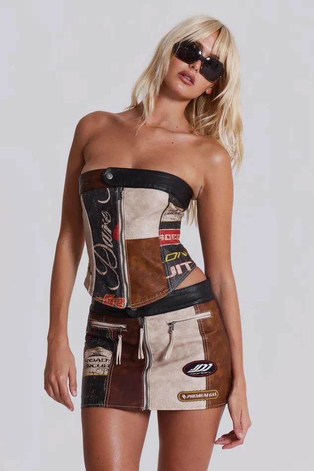 Tops Women Jaded London Shop Daytona Vegan Leather Corset Top